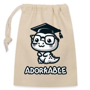 Adorkable Grad: Too Cool for School! - Closable cotton gift bag (14x20cm) - nature - Front