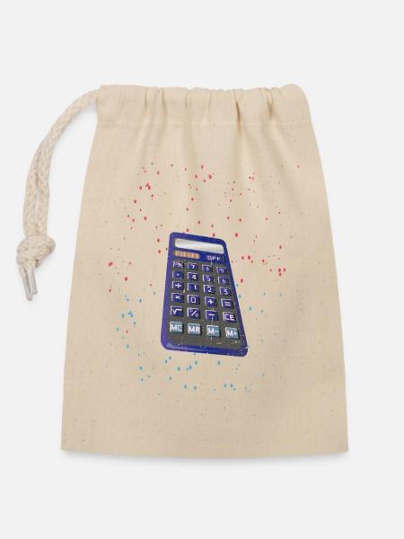 rechner calculator | Taschenrechner - Verschließbarer Geschenkbeutel aus Baumwolle (14x20cm) - Natur