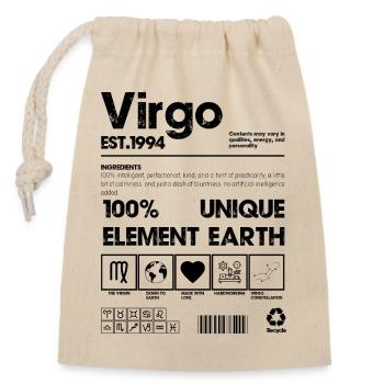 Virgo Vibes: Earth, Logic, and Laughter - Closable cotton gift bag (14x20cm) - nature - Front