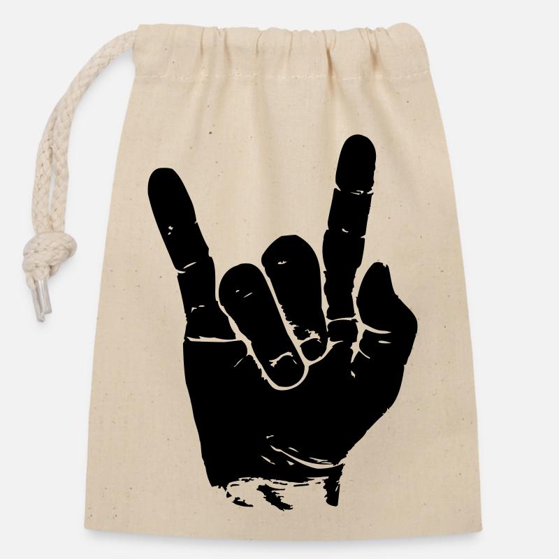 MAIN DE ROCHE \M/ - Sac cadeau en coton avec cordon (14 x 20 cm) - nature
