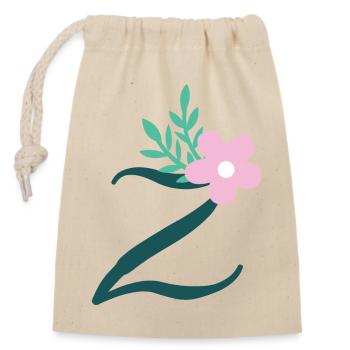 Elegant letter 'Z' with flowers - Closable cotton gift bag (14x20cm) - nature - Front