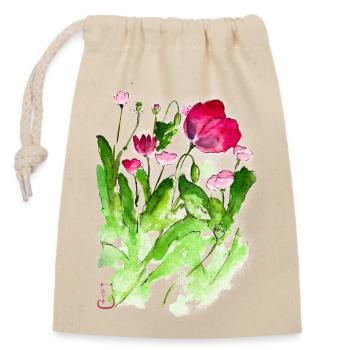 Mohnblumen - Verschließbarer Geschenkbeutel aus Baumwolle (14x20cm) - Natur - Vorne