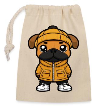 Boxer Dog Cartoon - Closable cotton gift bag (14x20cm) - nature - Front