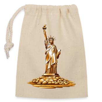 Golden Liberty Torch Statue - Closable cotton gift bag (14x20cm) - nature - Front