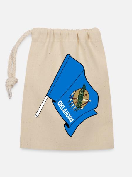 Flagge von Oklahoma - Verschließbarer Geschenkbeutel aus Baumwolle (14x20cm) - Natur