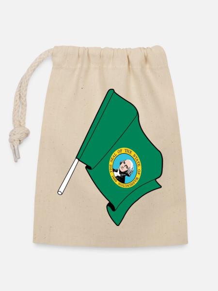 Flagge von Washington - Verschließbarer Geschenkbeutel aus Baumwolle (14x20cm) - Natur