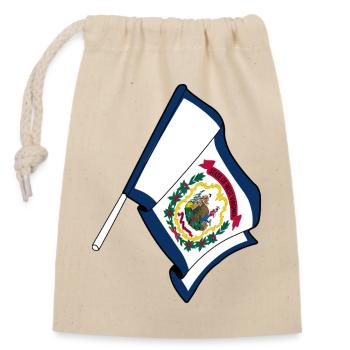 Flagge von West Virginia - Verschließbarer Geschenkbeutel aus Baumwolle (14x20cm) - Natur - Vorne