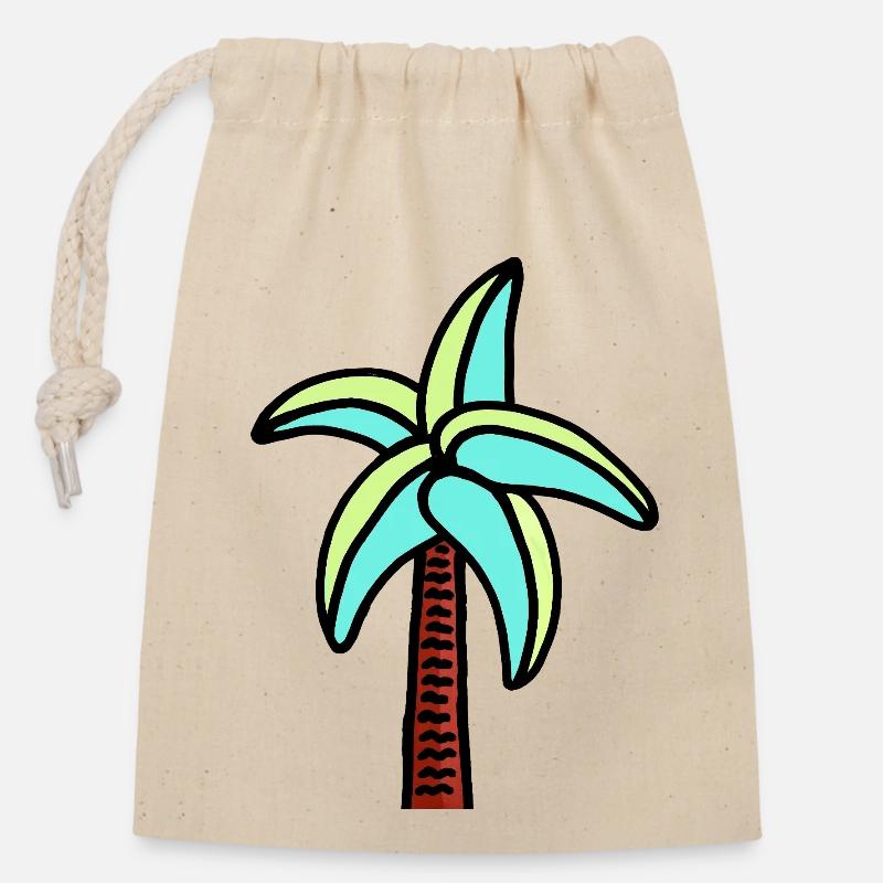 LE PALMIER ORIGINAL - Sac cadeau en coton avec cordon (14 x 20 cm) - nature