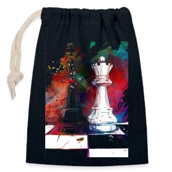Pions d’échecs Sport - Sac cadeau en coton avec cordon (14 x 20 cm) - bleu marine - Devant