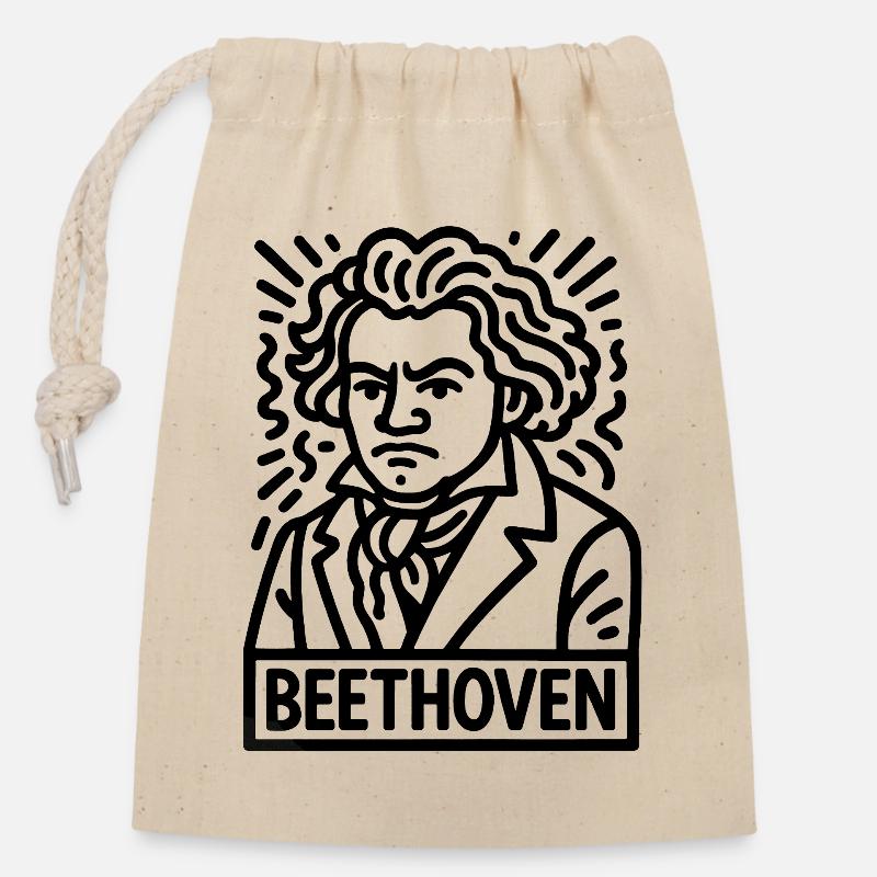 Ludwig van Beethoven - Verschließbarer Geschenkbeutel aus Baumwolle (14x20cm) - Natur