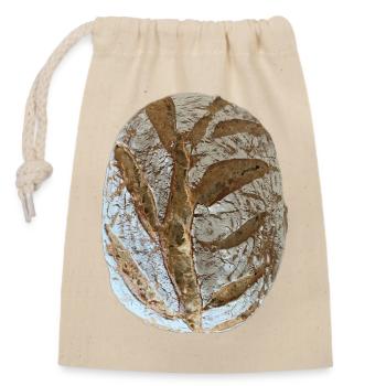Rustic Sourdough Bread Illustration - Closable cotton gift bag (14x20cm) - nature - Front