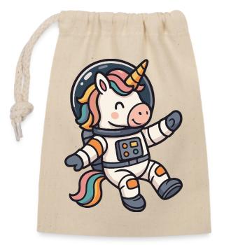 Astronaute licorne imaginatif à crinière arc-en-ciel - Sac cadeau en coton avec cordon (14 x 20 cm) - nature - Devant