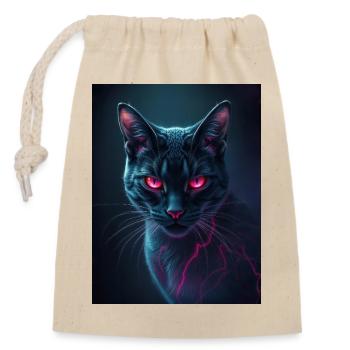 red eye cat - Closable cotton gift bag (14x20cm) - nature - Front
