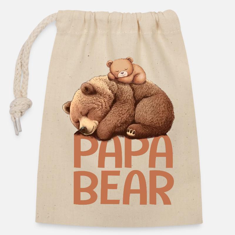 papa bear papa ours - Verschließbarer Geschenkbeutel aus Baumwolle (14x20cm) - Natur