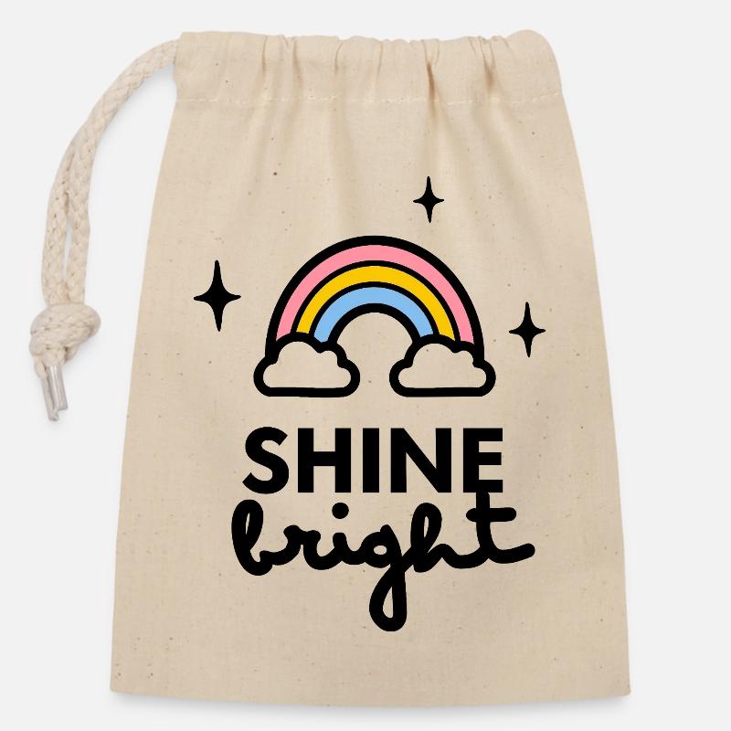 Shine Bright-Logo - Verschließbarer Geschenkbeutel aus Baumwolle (14x20cm) - Natur