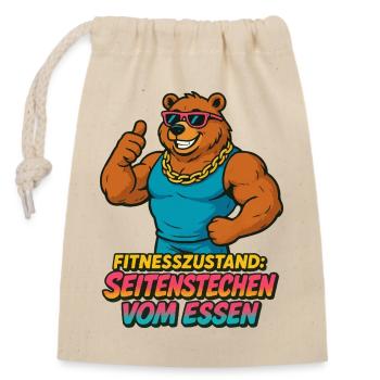 Fitness Stitch de la nourriture - Sac cadeau en coton avec cordon (14 x 20 cm) - nature - Devant
