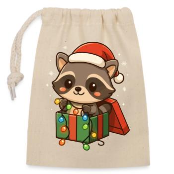Waschbär Weihnachten Matching Family Lustig  - Verschließbarer Geschenkbeutel aus Baumwolle (14x20cm) - Natur - Vorne