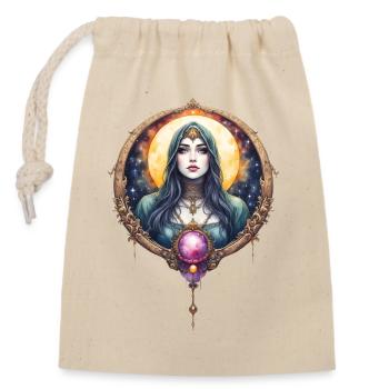 Mystical Lunar Queen with Gem - Closable cotton gift bag (14x20cm) - nature - Front