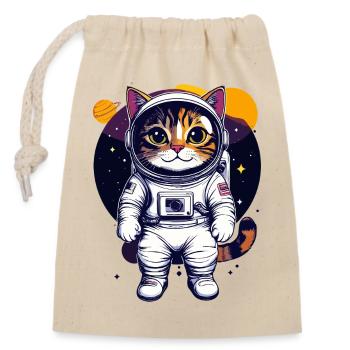 Cool Space Cat Cat Astronaut Cats Design - Sac cadeau en coton avec cordon (14 x 20 cm) - nature - Devant