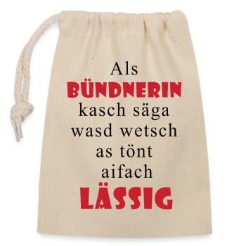 Graubünden casual saying - Closable cotton gift bag (14x20cm) - nature - Front