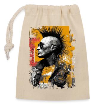 Punk mit Irokesenfrisur - Verschließbarer Geschenkbeutel aus Baumwolle (14x20cm) - Natur - Vorne