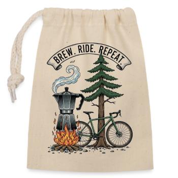Gravure sur bois de moto Moka Brew Ride Repeat - Sac cadeau en coton avec cordon (14 x 20 cm) - nature - Devant