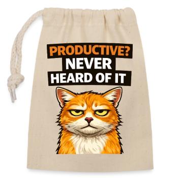 Sarcastic Cat Productivity Quote Meme - Closable cotton gift bag (14x20cm) - nature - Front