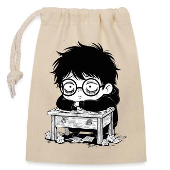 Student Burnout Office Blank Stare - Closable cotton gift bag (14x20cm) - nature - Front
