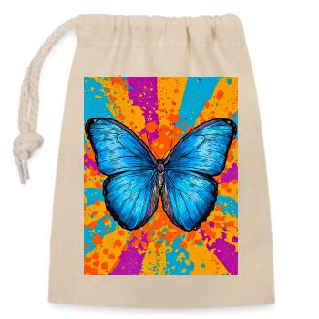 Schmetterling - Verschließbarer Geschenkbeutel aus Baumwolle (14x20cm) - Natur - Vorne