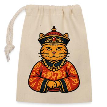 Robe de dragon chat empereur chinois illustratio - Sac cadeau en coton avec cordon (14 x 20 cm) - nature - Devant