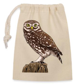 Little Owl - Verschließbarer Geschenkbeutel aus Baumwolle (14x20cm) - Natur - Vorne