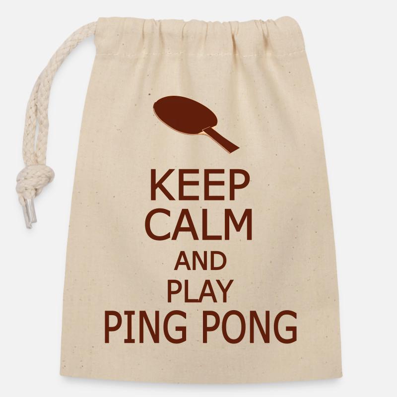 Keep Calm and Play Ping Pong – Funny Table Tennis - Closable cotton gift bag (14x20cm) - nature