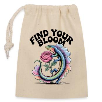 Lézard coloré avec une rose - Sac cadeau en coton avec cordon (14 x 20 cm) - nature - Devant