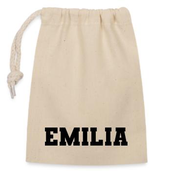 Name - Emilia - Verschließbarer Geschenkbeutel aus Baumwolle (14x20cm) - Natur - Vorne