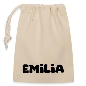 Name - Emilia - Verschließbarer Geschenkbeutel aus Baumwolle (14x20cm) - Natur - Vorne