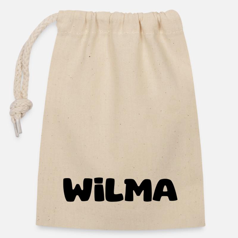 Nom - Wilma - Sac cadeau en coton avec cordon (14 x 20 cm) - nature