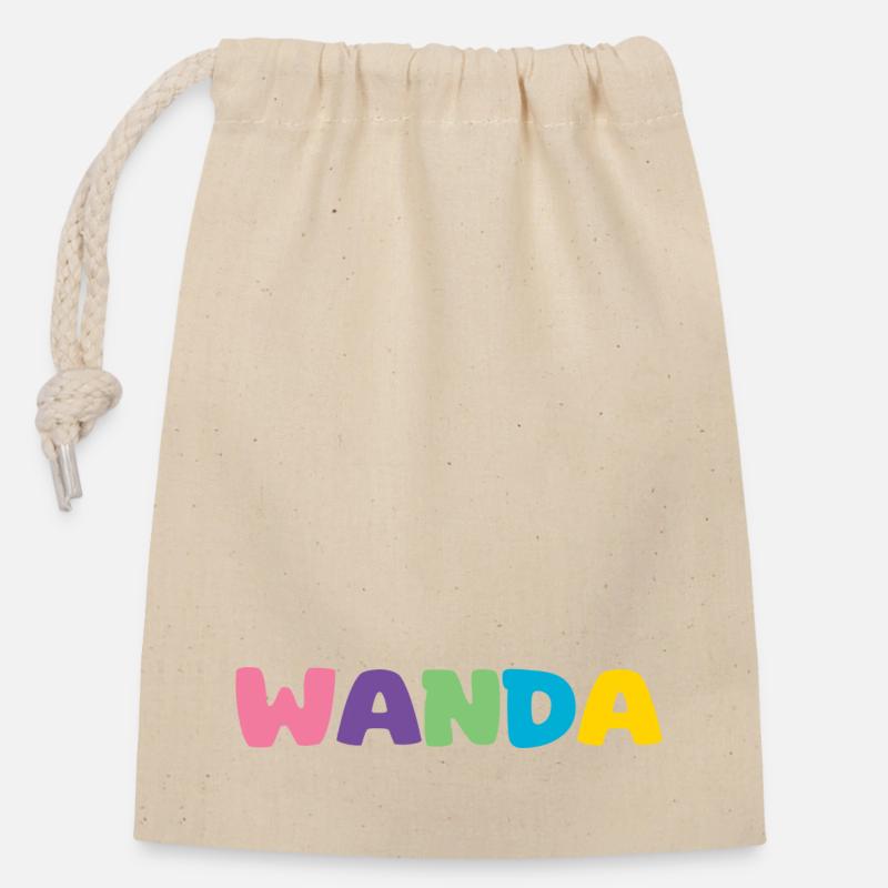 Nom - Wanda - Sac cadeau en coton avec cordon (14 x 20 cm) - nature