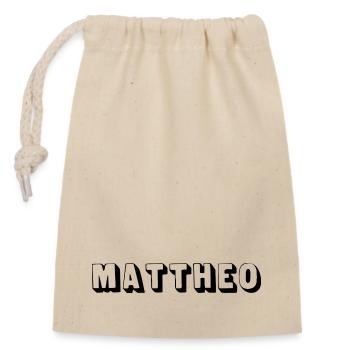 Name - Mattheo - Verschließbarer Geschenkbeutel aus Baumwolle (14x20cm) - Natur - Vorne