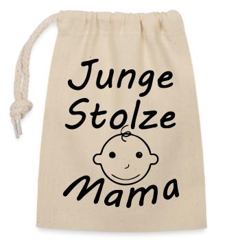 Junge, stolze Mama Geschenk Mutter Muttertag - Verschließbarer Geschenkbeutel aus Baumwolle (14x20cm) - Natur - Vorne