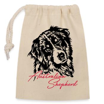 Australian Shepherd Aussie Dog Wilsigns Dog - Closable cotton gift bag (14x20cm) - nature - Front