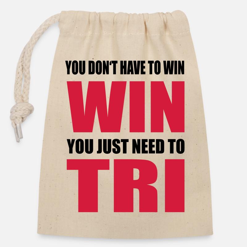 Triathlon - Sac cadeau en coton avec cordon (14 x 20 cm) - nature