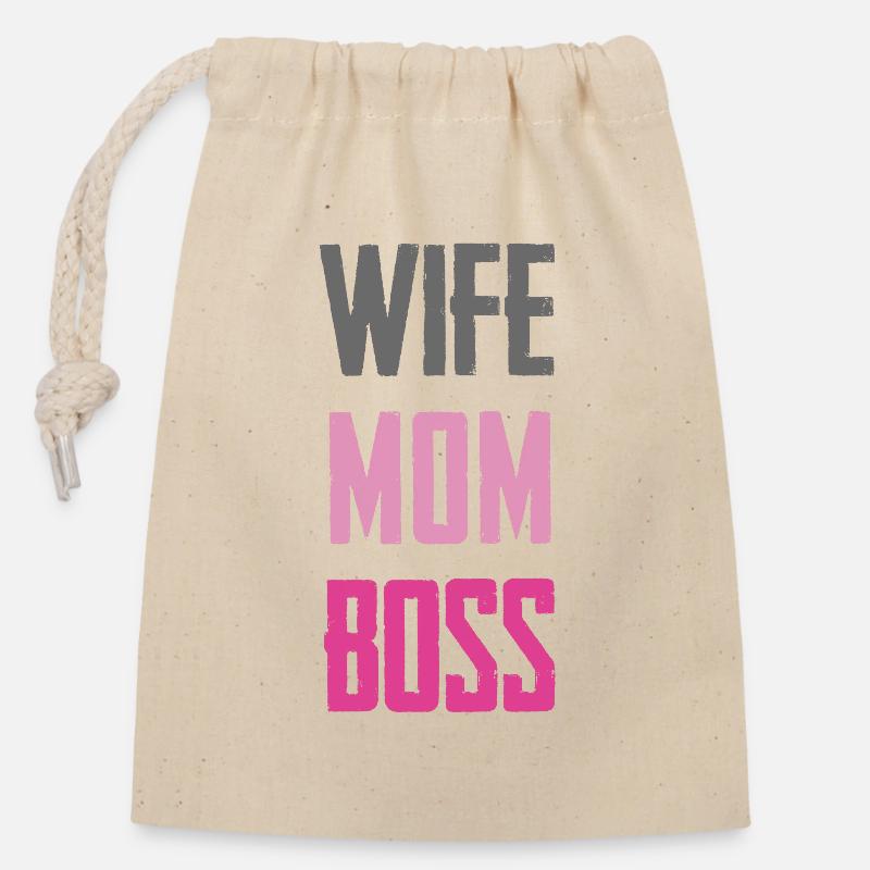 Épouse Maman – Déclaration de rôle forte - Sac cadeau en coton avec cordon (14 x 20 cm) - nature