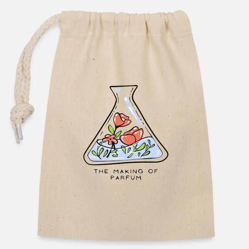 The making of parfum - Sac cadeau en coton avec cordon (14 x 20 cm) - nature