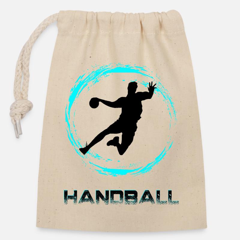 Handball - Verschließbarer Geschenkbeutel aus Baumwolle (14x20cm) - Natur