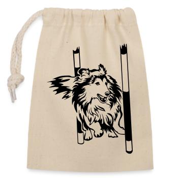 Sheltie - Sac cadeau en coton avec cordon (14 x 20 cm) - nature - Devant