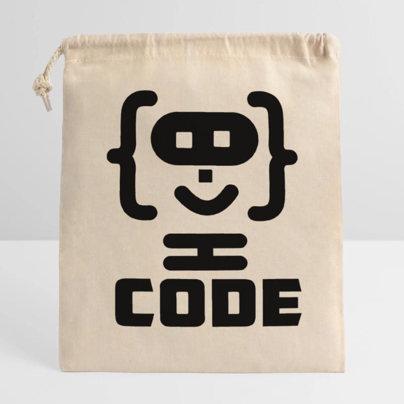 Hacker-Programmierer-Code-Logo mit Text CODE Verschließbarer Geschenkbeutel aus Baumwolle (14x20cm)