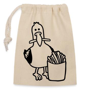 Frites volées mouette heureuse - Sac cadeau en coton avec cordon (14 x 20 cm) - nature - Devant