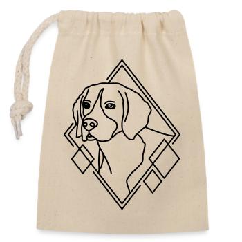 Beagle in geometrischer Form - Line-Art-Design - Verschließbarer Geschenkbeutel aus Baumwolle (14x20cm) - Natur - Vorne