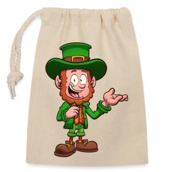 Friendly Leprechaun - Closable cotton gift bag (14x20cm) - nature - Front