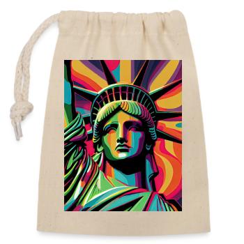 Colorful Liberty Statue - Closable cotton gift bag (14x20cm) - nature - Front